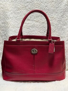 Coach Scarlett Carryall Satchel 36899E Park Saffiano Leather Lipstick Red